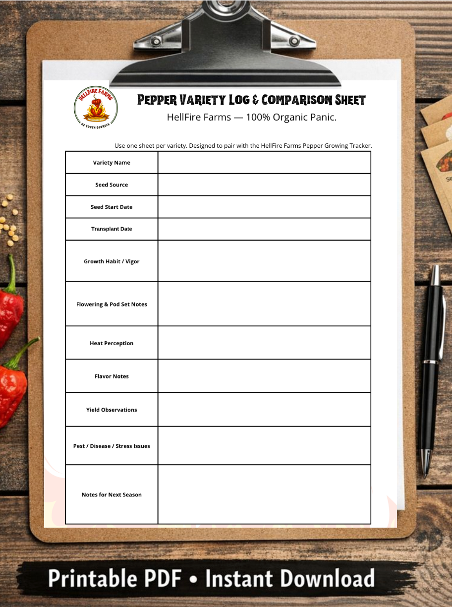 Pepper Variety Log & Comparison Sheet
