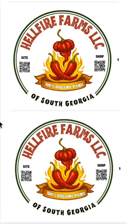 2 inch HellFire Farms LLC Sticker (With QR Codes)